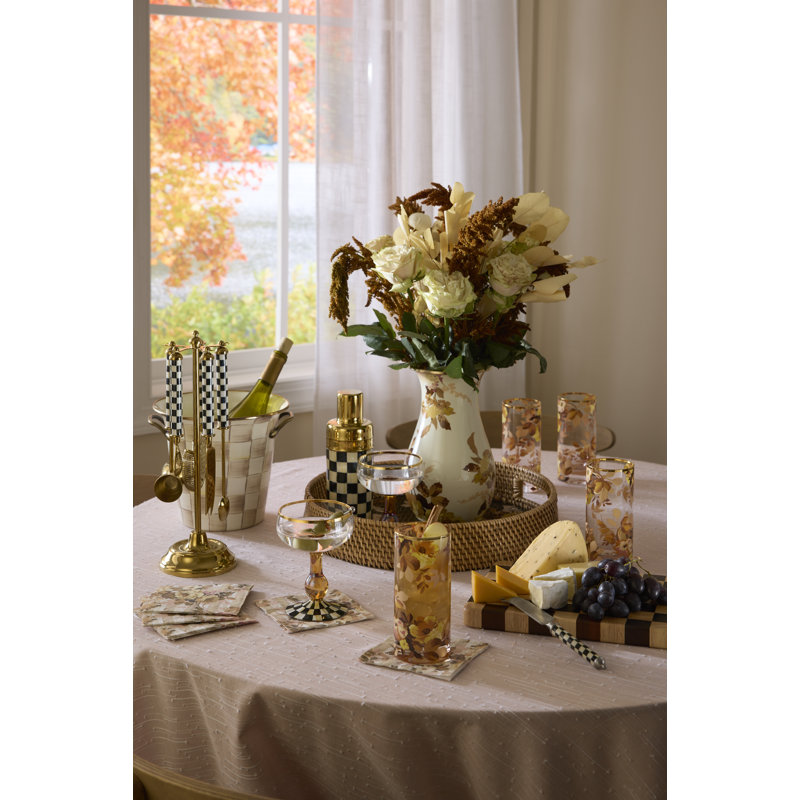 Wild Rose White Tall Vase, White/Gold