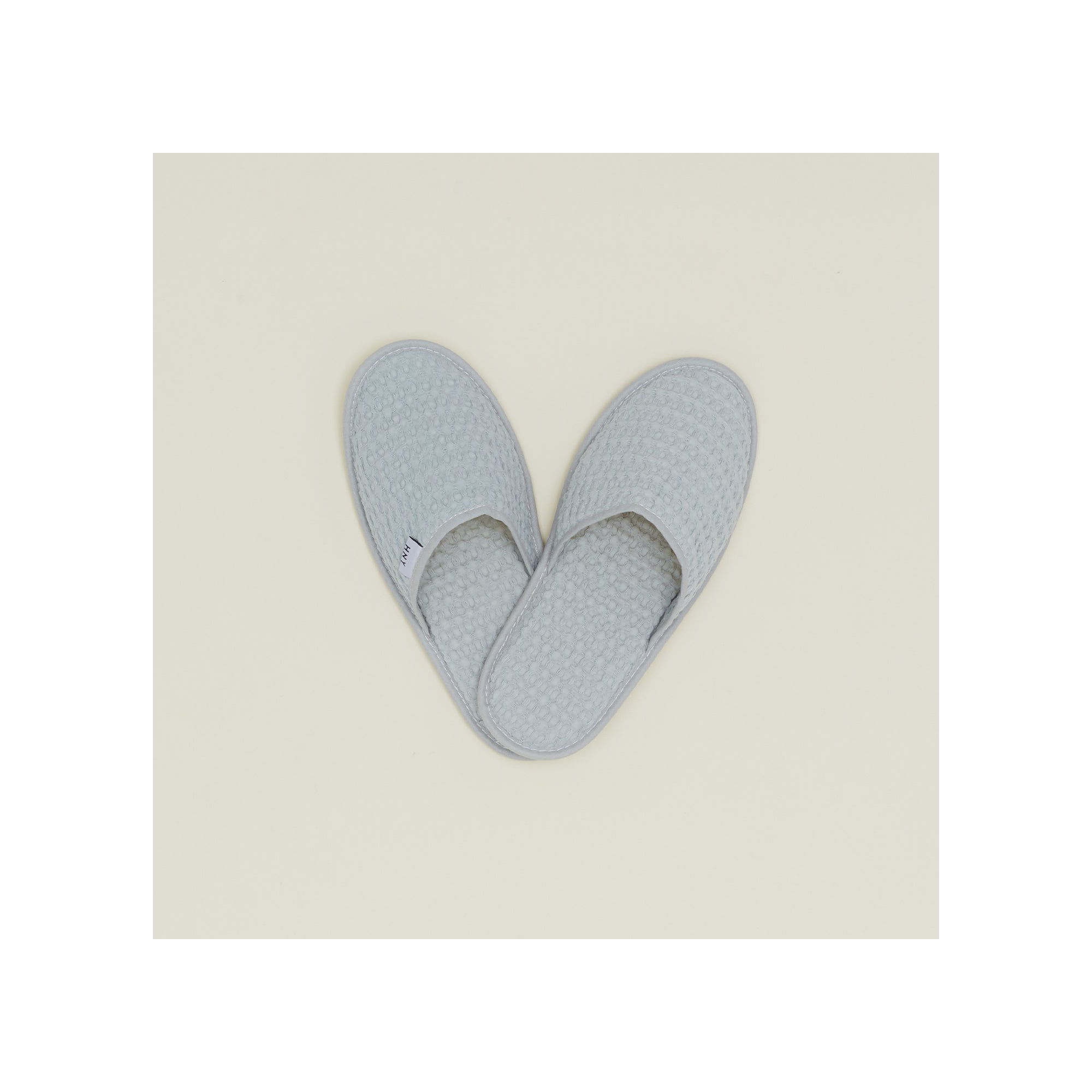Simple Cotton Waffle Slippers, Sky, Large