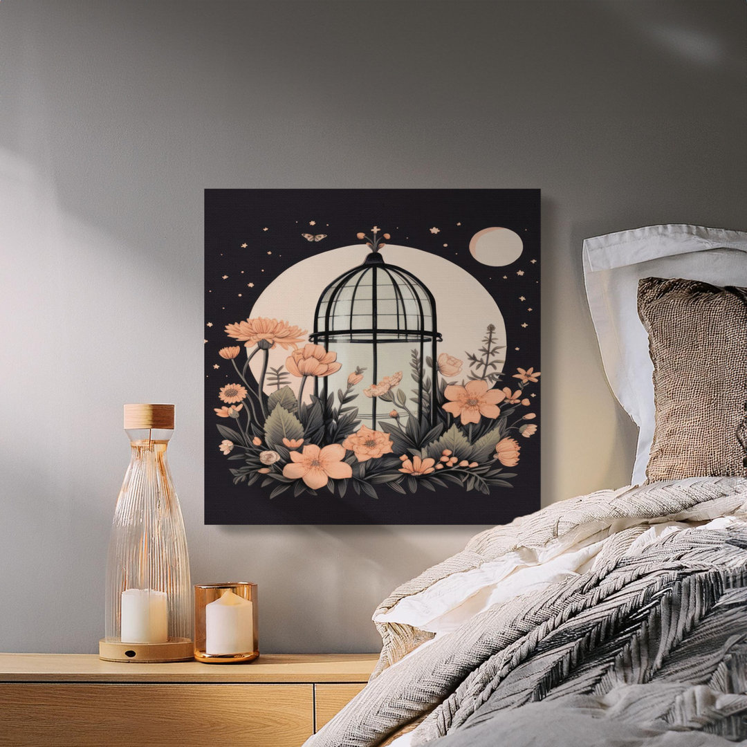Mystical Floral Birdcage Wall Art