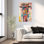 Visage graffiti coloré abstrait, art mural contemporain