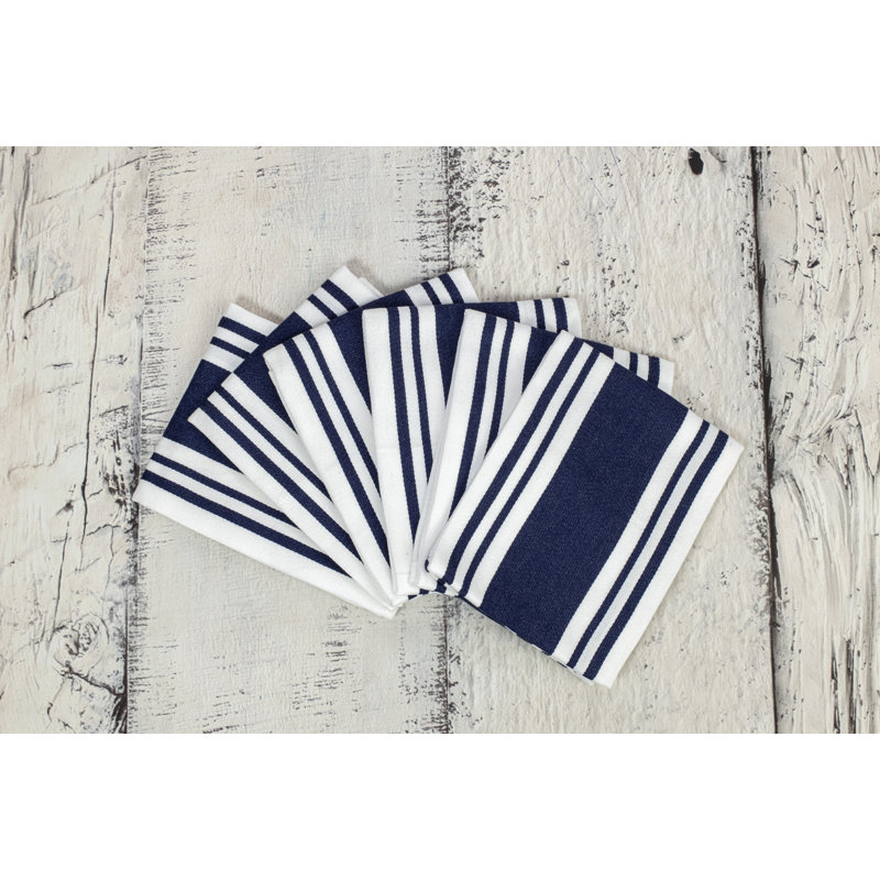 Cotton Stripe Jacquard Dish Cloth Kitchen Towel, Blue