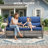 Simino 6-Piece Outdoor Wicker Patio Rectangle Metal Fire Pit Table Conversation Set With Swivel Gliders And Ottomans-1842940328-1842940330-1842940335