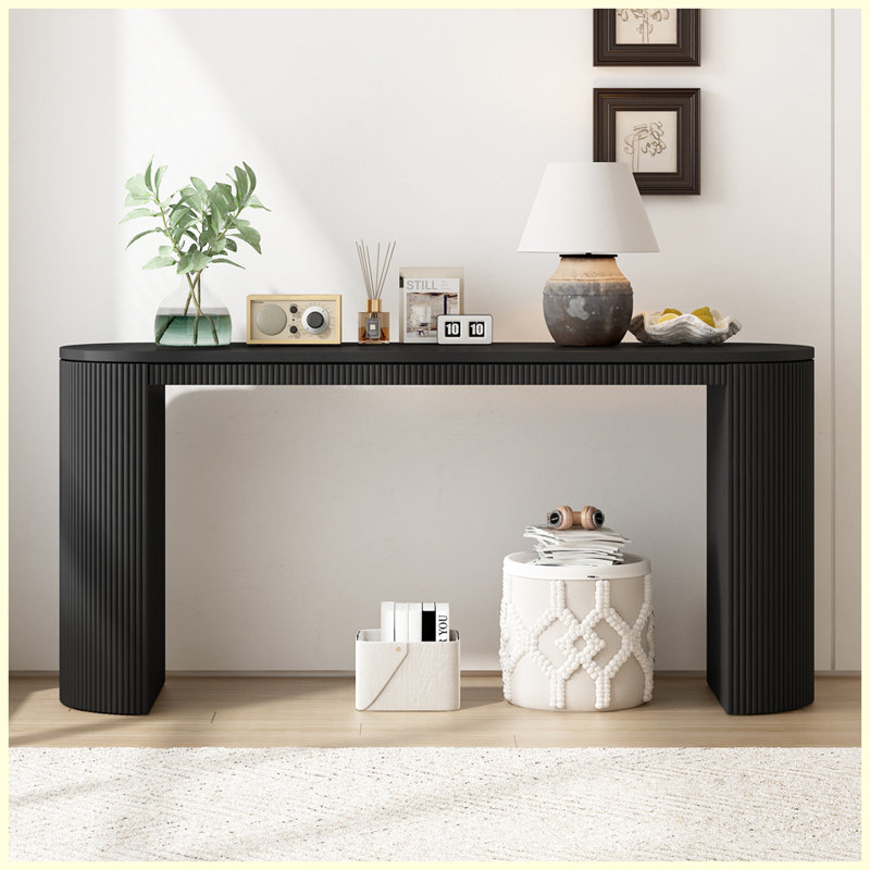Console incurvée à rayures verticales uniques, Noir
