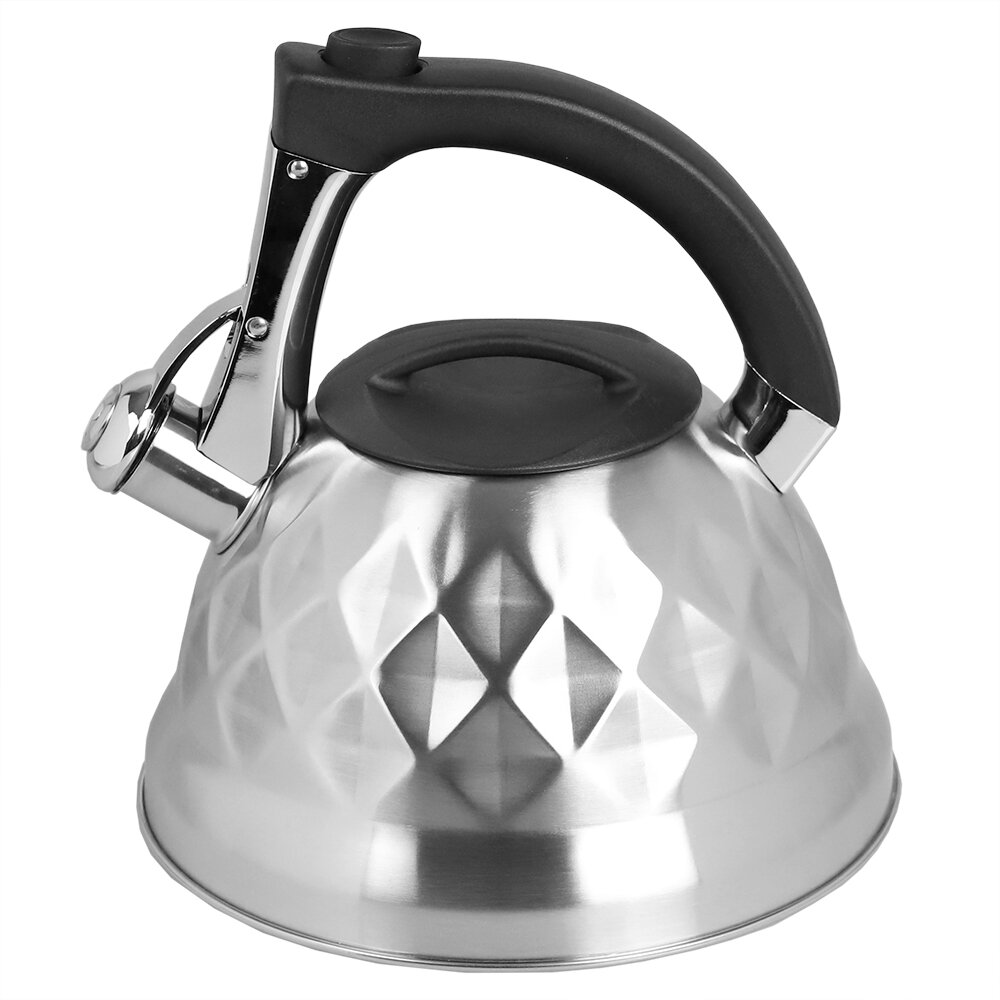 Medelco One All 12-cup Glass Stove Top Whistling Tea Kettle made