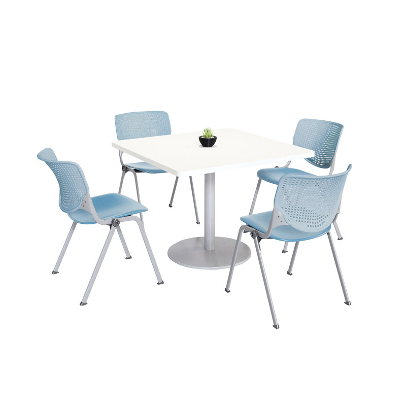 Ensemble de table de salle à manger et de chaise Kool Mode, H 29 po x L 36 po x l 36 po, Bleu ciel, Blanc