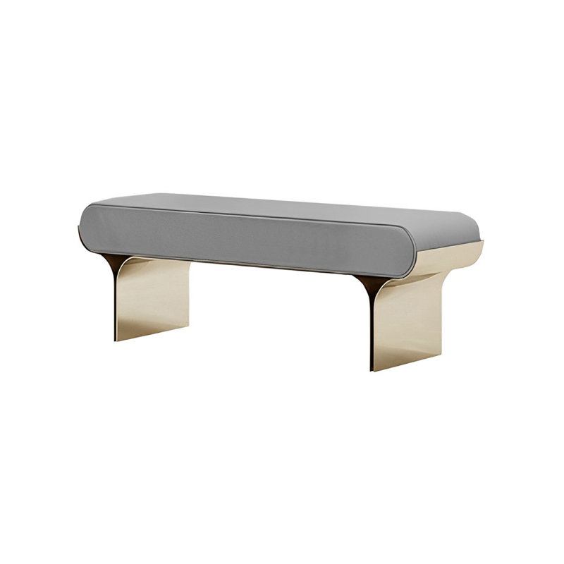 Toriona Faux Leather Upholstered Bench, Gray, 17.71" H x 47.24" W x 15.74" D