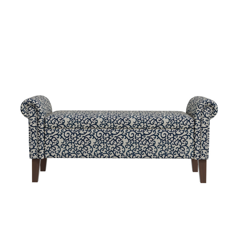 Banc de rangement avec accoudoirs roulés Wallen, Black Curly Vine