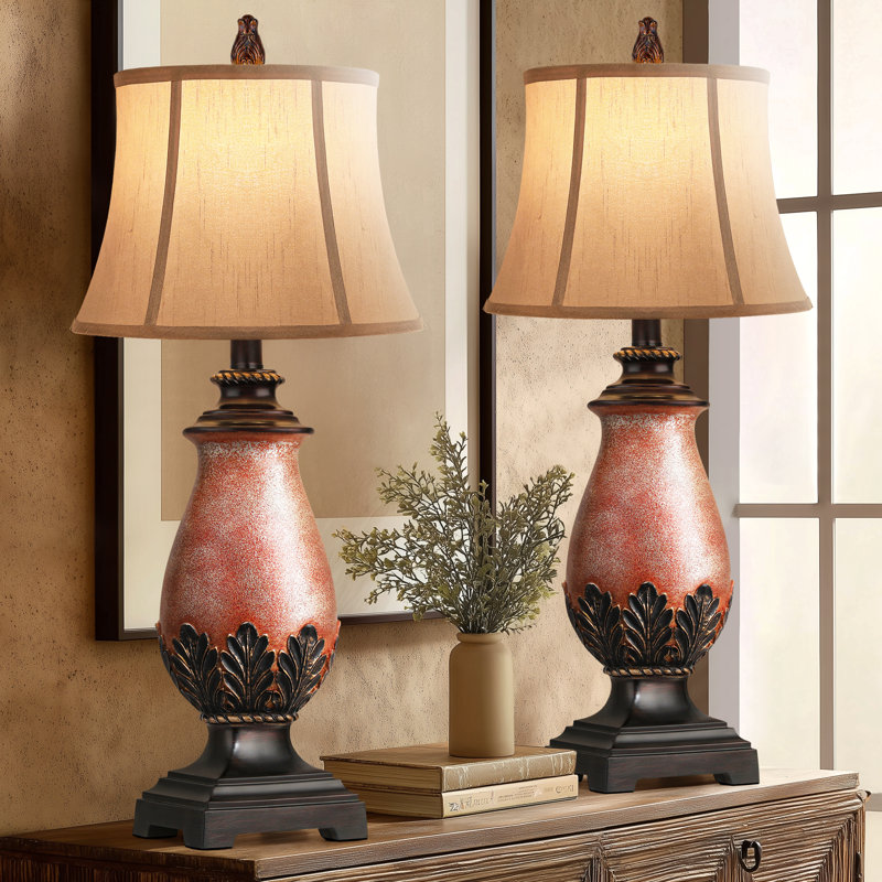 Ensemble de 2 lampes de table rustiques pour le salon, lampes de chambre à coucher traditionnelles pour tables de chevet, décor antique