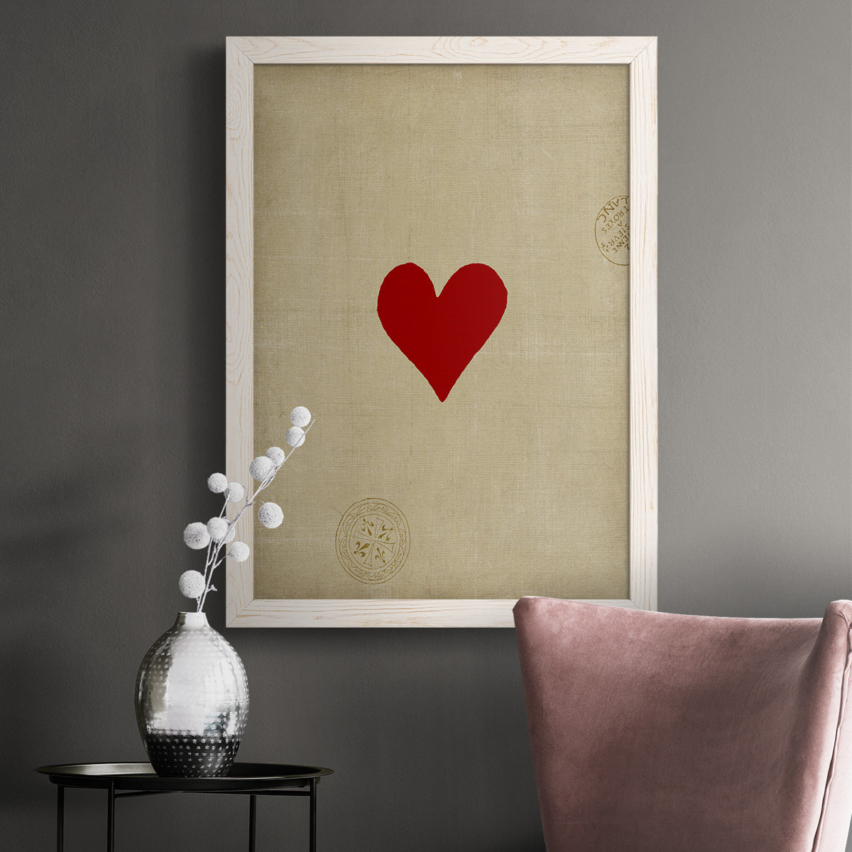 The Holiday Aisle® Heart Shaped Wreath Couple Framed Print On Canvas