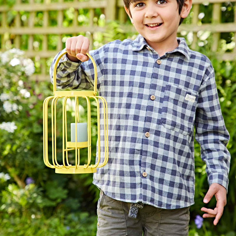 Metal Floor Tealight Holder, Yellow