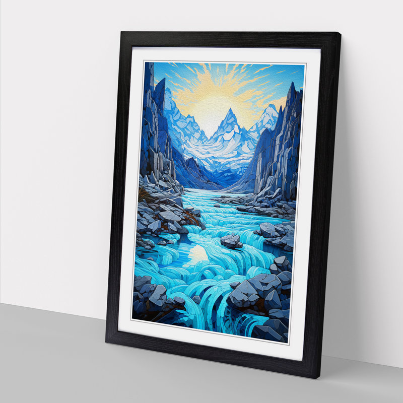 Glacier Baroque Art - Framed Print, 34cm H x 25cm W x 2cm D, Black