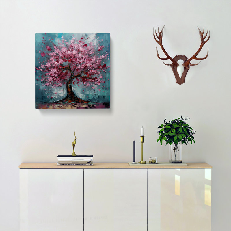 Cherry Blossom Tree Expressionism No.2 - Wrapped Canvas - Framed Print, 35cm H x 35cm W x 3cm D