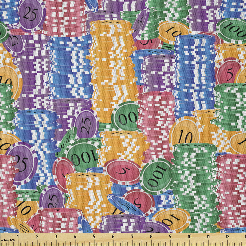Daid Stacks of Colored Casino Chips Betting Luck Fabric