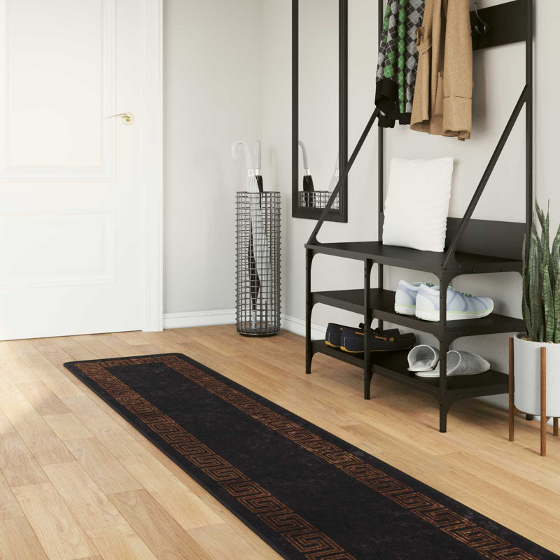 Area Rug, Black, Runner 50cm x 450cm