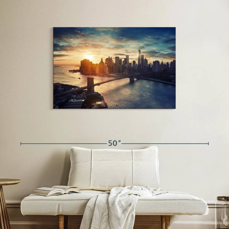 Sirci Manhattan après le coucher du soleil, H 26 po x l 39 po