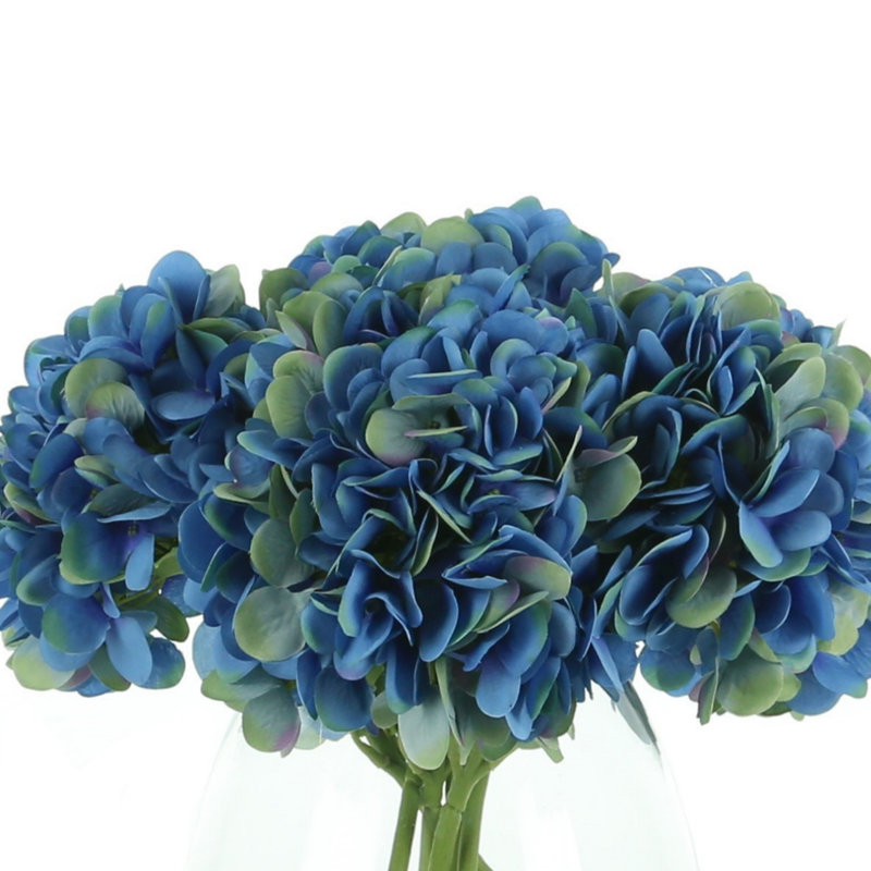 Polysilk Hydrangea Arrangement in Vase, Blue