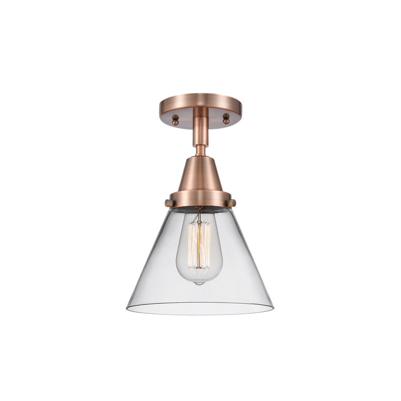 Plafonnier en verre, DEL, Non, Cuivre antique
