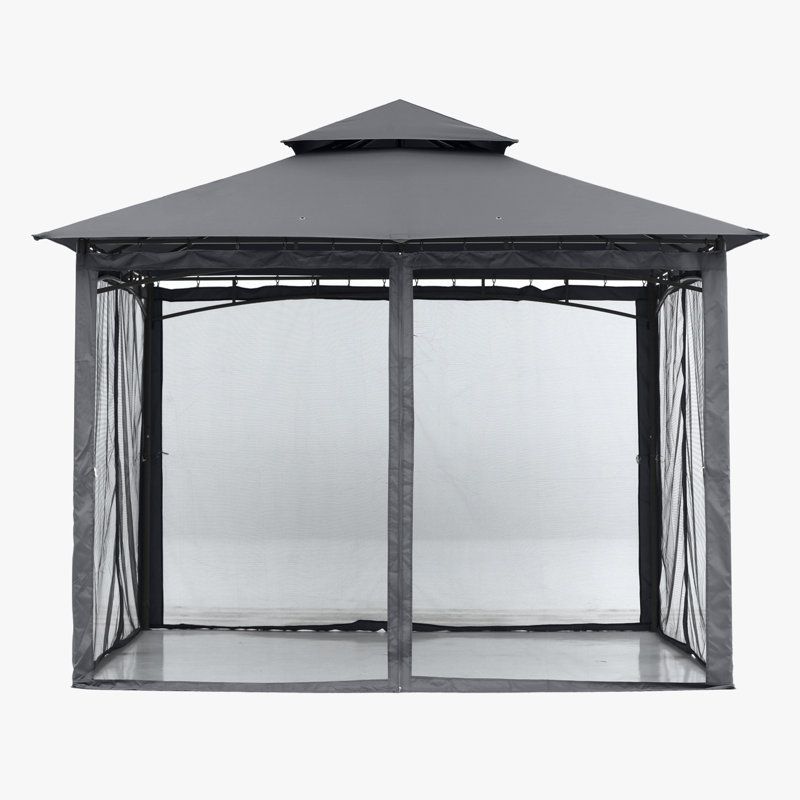 Steel Patio The Soft Roof Gazebos, Dark Gray, 11 Ft. W x 11 Ft.