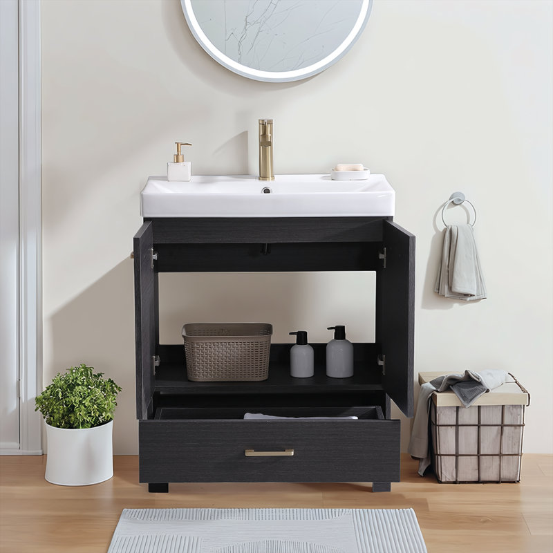 30'' Ebony Modern Free-Standing Single Bathroom Vanity Set