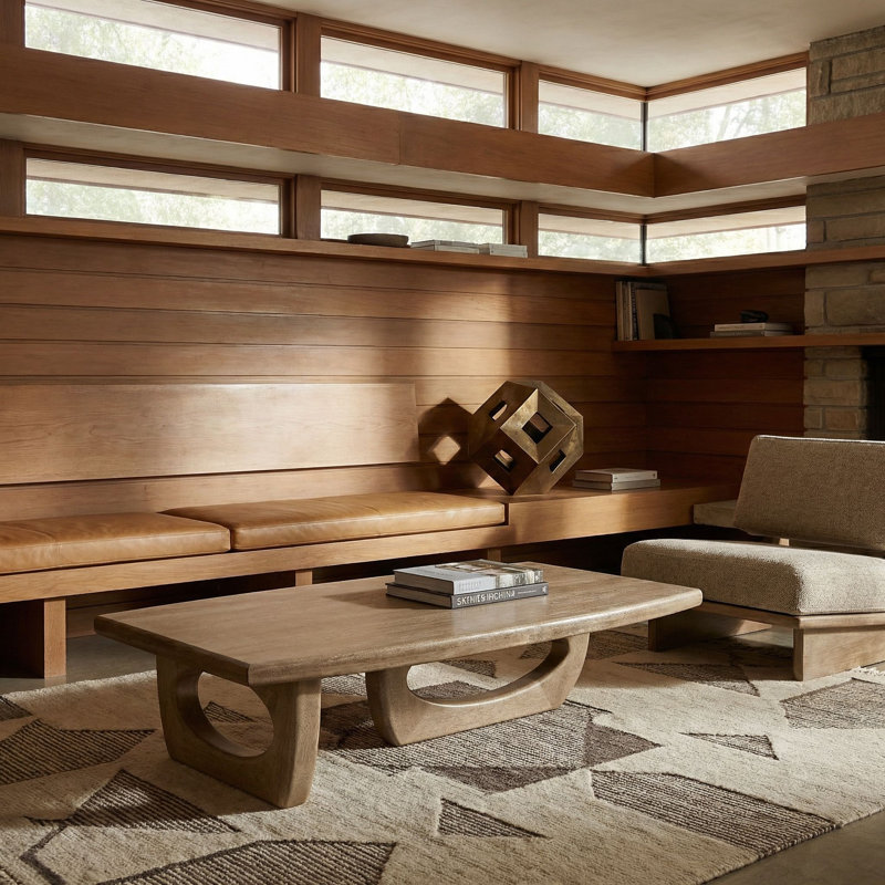 Douglas Solid Wood Coffee Table, Bleached Walnut