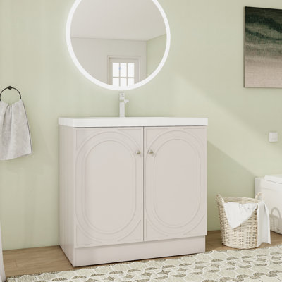 36 inch Free standing Single Bathroom Vanity With Resin Vanity Top