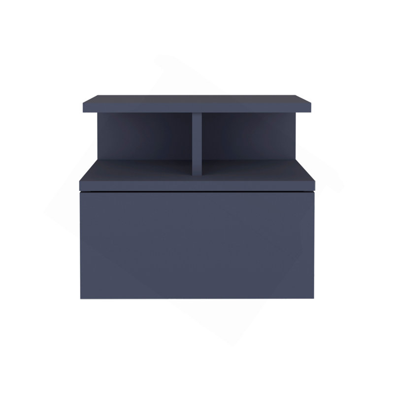 Nightstand 11.6" H, 1 Drawer, 3 Shelves, Alby Blue - Bedroom, Blue