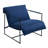 Upholstered Modern Metal Framed Blue Polyester Blend Sling Accent Chair-1200360203