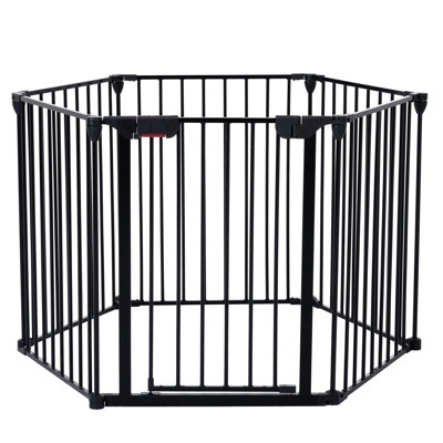 Barrière ajustable de 150 po pour la maison. Escalier de clôture en métal à 6 panneaux, foyer, arbre de Noël. Maison de jeu configurable, foyer. Réglable, cour
