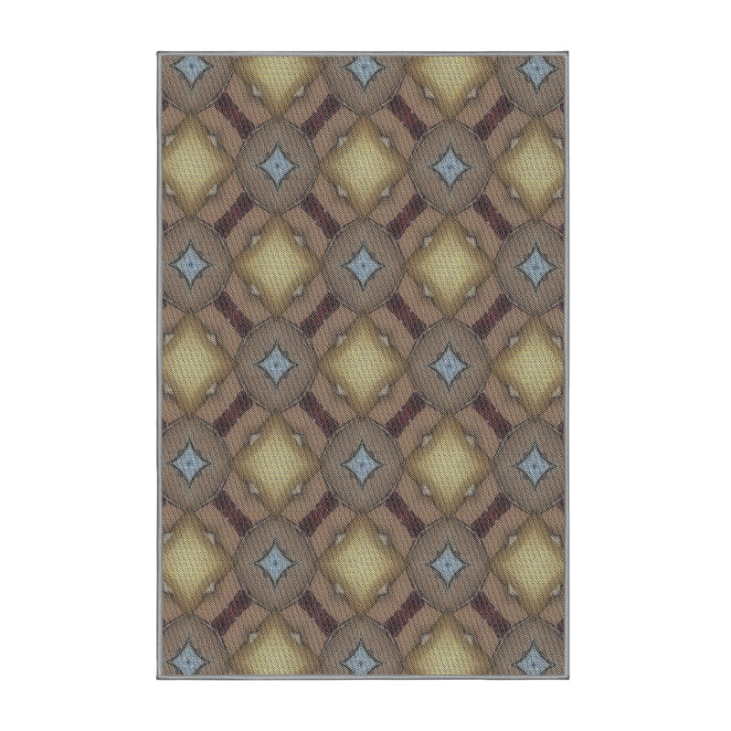 Tapis décoratif à motif géométrique brun clair, Rectangle 5 pi x 7 pi