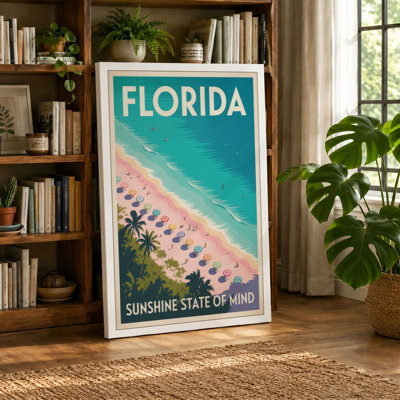 Florida Coastline Vintage - Wrapped Canvas