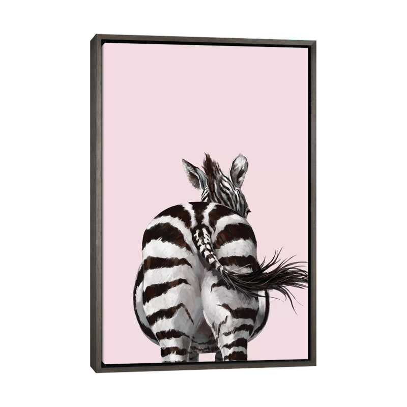 Art à bout zèbre, H 26 po x l 18 po x 1,5 po, Toile encadrée de bois rustique foncé