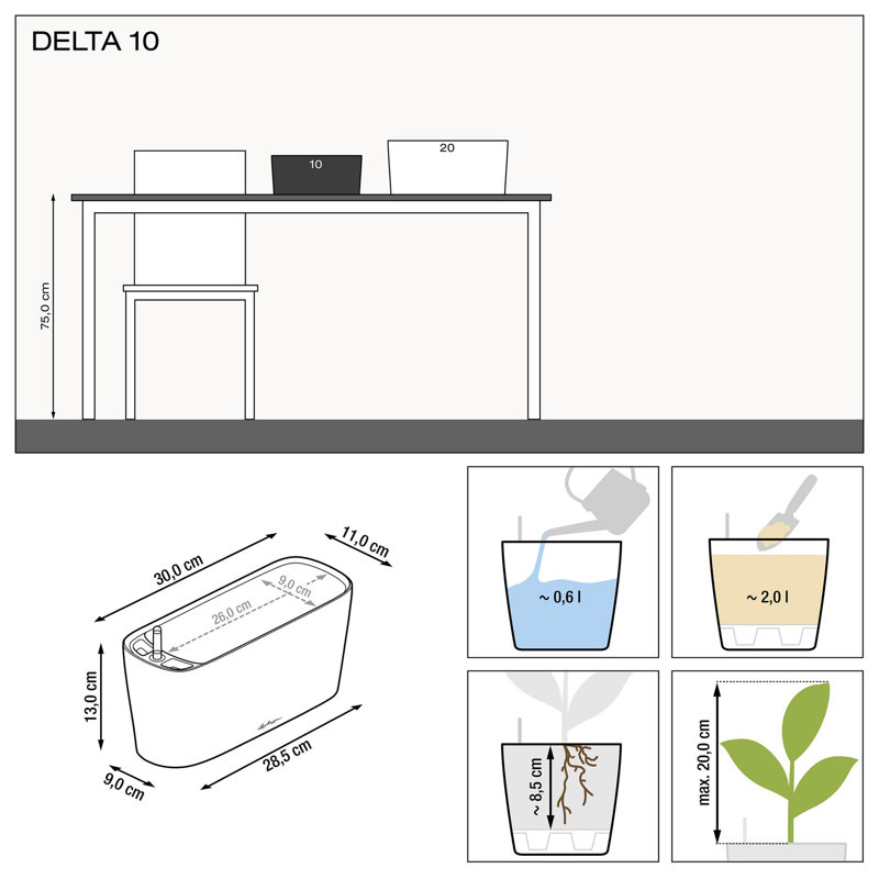 Window Box Planter, H13 x W30 x 11Dcm