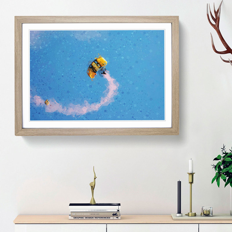 Skydiving in Abstract - Picture Frame Graphic Art Print, Oak Framed, 36cm H x 48cm W x 2cm D
