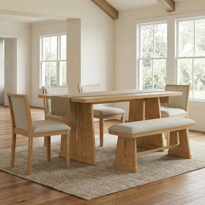 Ensemble de salle à manger 6 pièces - Chaises rembourrées et banc rembourré pour le confort