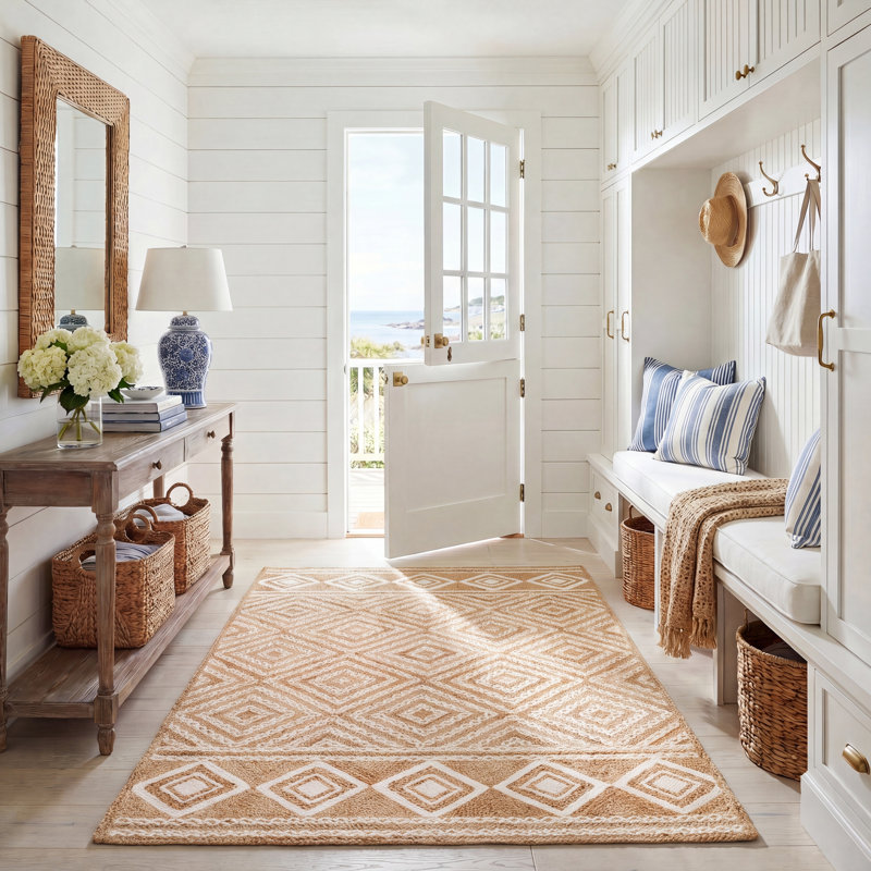 Tapis géométrique en jute et en coton tissé à la main Derryberry