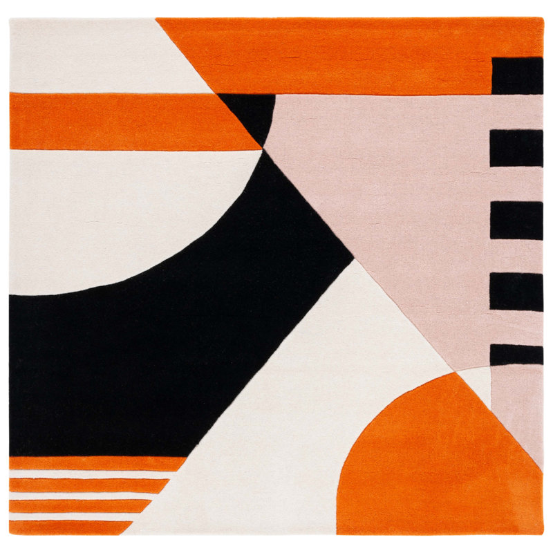 Hiro Rd863 Area Rug In Ivory / Rust, Square 6'