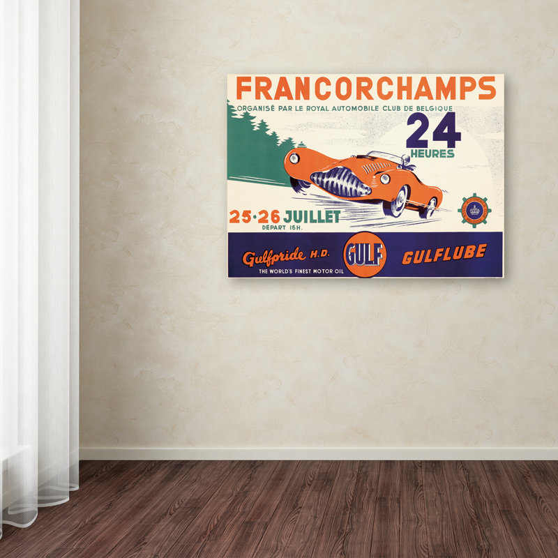 « racing 15 », publicité sur toile tendue, H 14 po x l 19 po x P 2 po