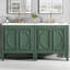 60" Vintage Bathroom Vanity With Double Sink, Solid Wood & Build, Waterproof Ceramic Metal , Adjustable Storage, Soft Close Hinges , , Retro Style,-449497717