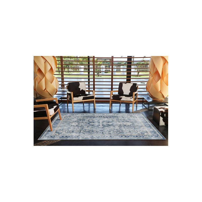 Tapis décoratif anthracite lavable à la machine, Tapis de couloir 4 pi 11 po x 9 pi 10 po inclus