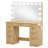 43" Glass Top Makeup Vanity With Mirror and Outlet, Makeup Table with 3-Color Mode Smart RGB Ambient Adjustable Colorful Lighting, And 9 Drawers-1178226791