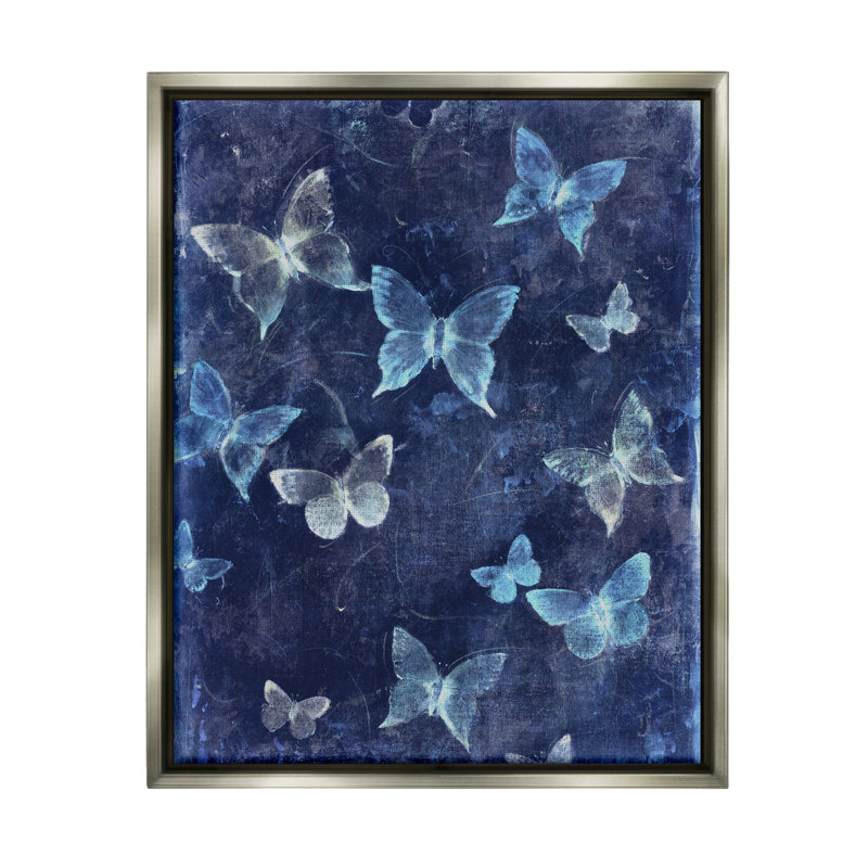 «August Grove®», art mural encadré par des papillons abstraits bleus par Tim O'toole, H 31 po x l 25 po x P 1,7 po
