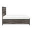 Grand lit plateforme gris traditionnel, avec 2 tiroirs, poignées tombantes de couleur bronze, aucun sommier requis