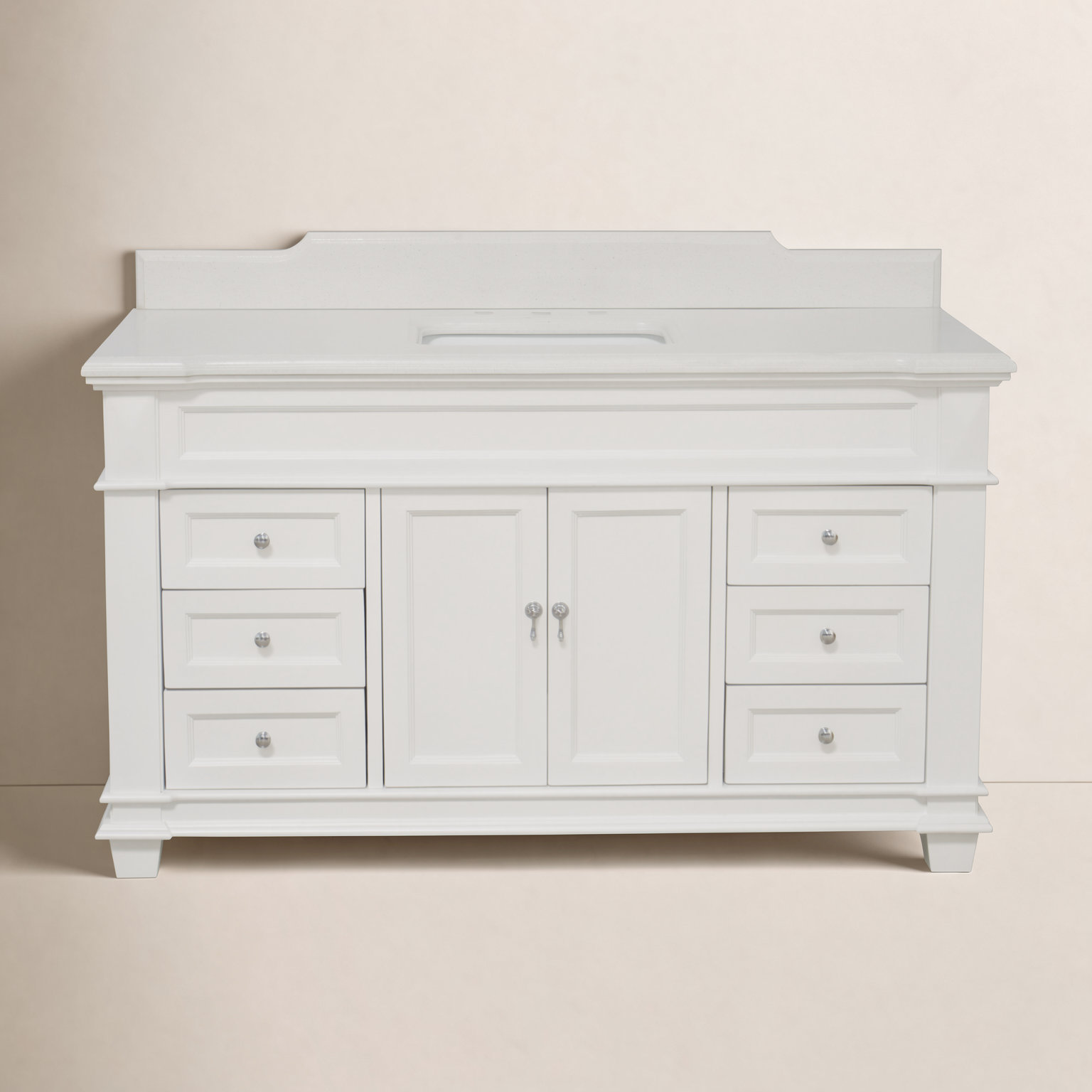 Ensa 60'' Single Bathroom Vanity, White, Quartz