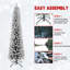Arbre de Noël floqué à crayon mince en PVC avec support en métal robuste-1524815375