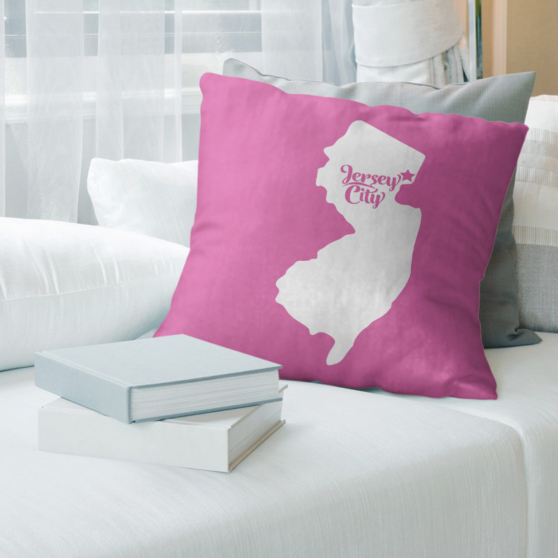 Housse de coussin carré en lin, Jersey City, 18 po x 18 po, Rose