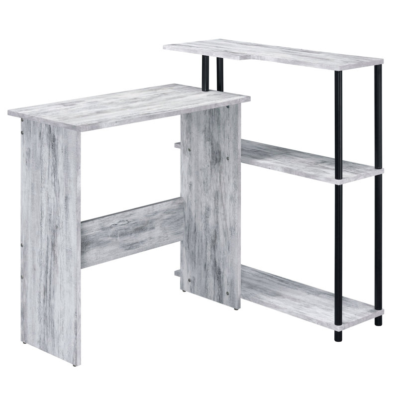 Office Desk with Bookshelf, Grey