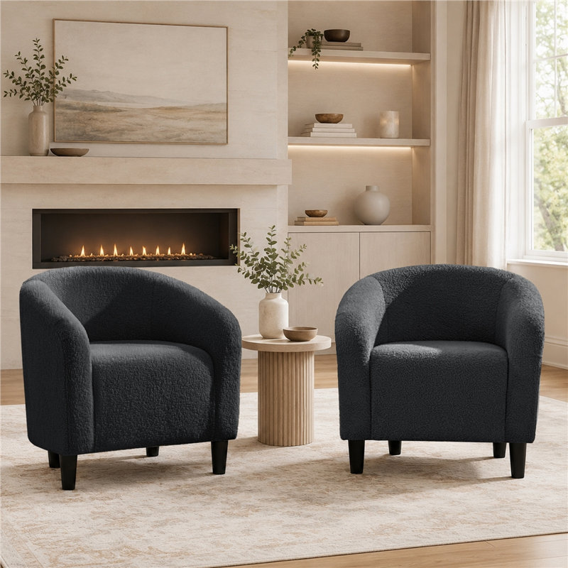 Fauteuil demi-tonneau 25,5 po, Gris foncé