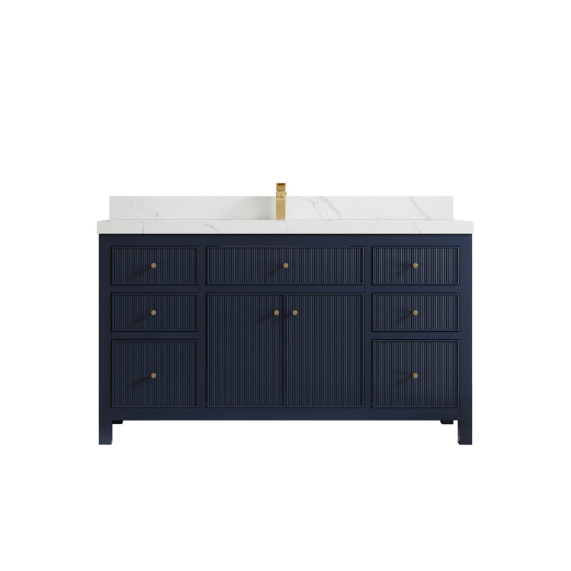 Meuble-lavabo double 60 po, Calacatta Laza