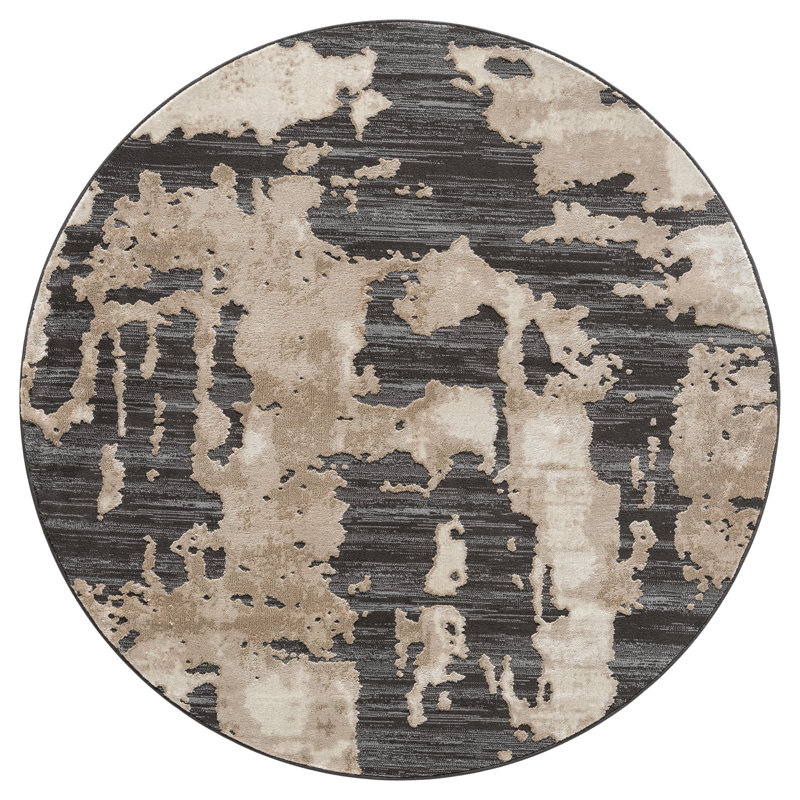 Tapis à motif abstrait Terani Abani Rugs, Rond 6 pi