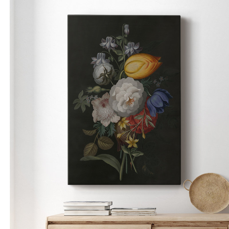 Dramatic Bouquet III - peinture sur toile tendue, H 48 po x l 32 po x P 1,5 po
